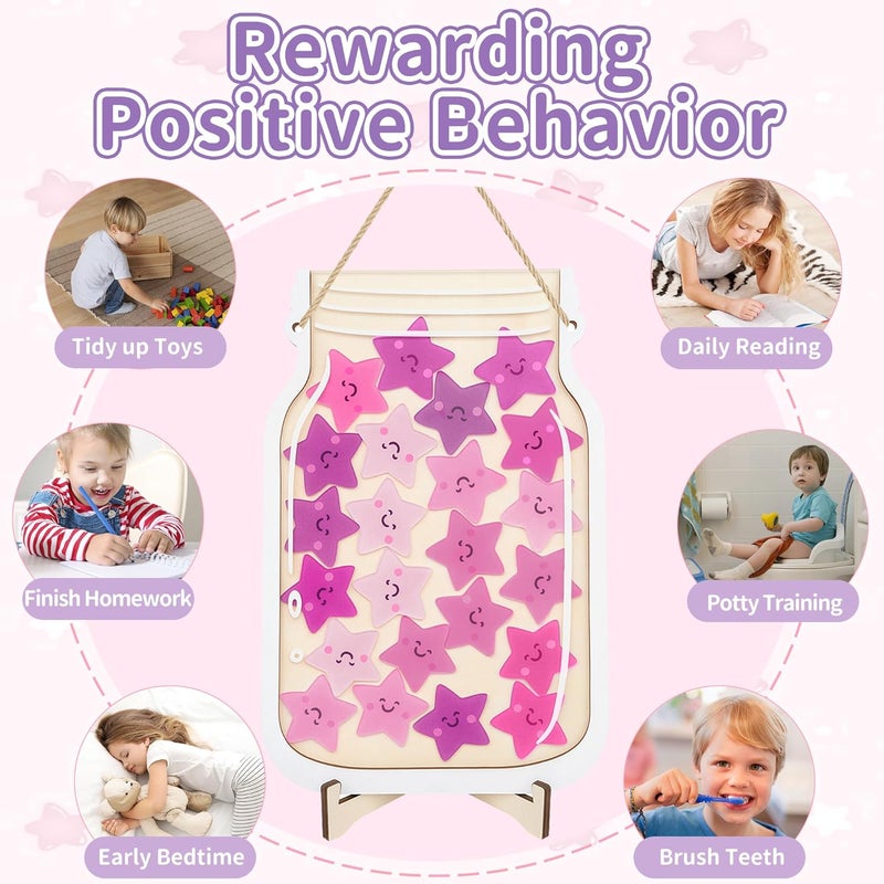 Yoink Unicorn Magnetic Reward Jar Set, Star Jar Reward System for Kids with 24 Colourful Star Tokens and Magnetic Dry Erase Chore Chart, Home and Classroom Management Tool for Good Behavior - Image 3